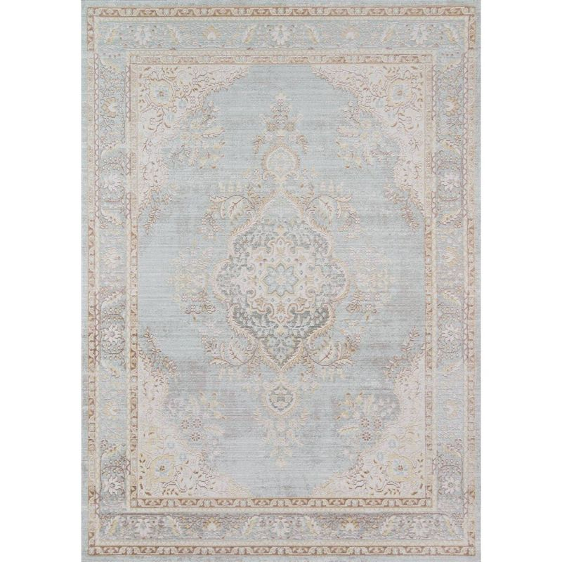 Momeni 5'3"x7'3" Isabella Kimora Machine Loomed Area Rug Blue: Classic Medallion Pattern, Low Pile, Indoor Use