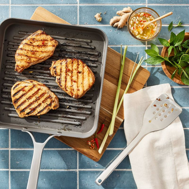 Stainless Steel Slotted Turner Silver - Figmint™: Metal Spatula for Cooking, Dishwasher-Safe, 12.99" Length