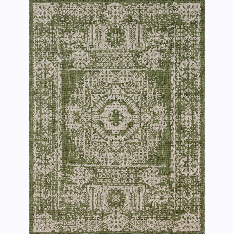 Unique Loom 9' 0 x 12' 2 Rectangle Indoor/Outdoor Traditional Green Area Rug