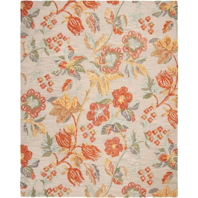 Blossom BLM458 Hand Tufted Area Rug - Grey/Red - 6'x9' - Safavieh.