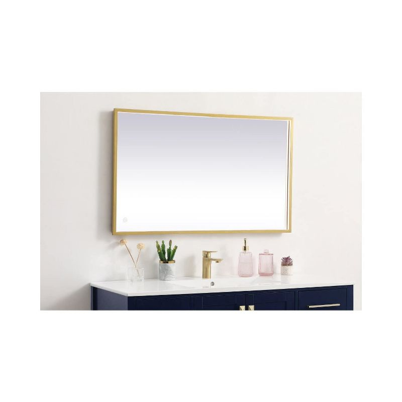 Elegant Lighting Pier 24x30 inch LED Mirror with Adjustable Color Temperature 3000K/4200K/6400K in Brass