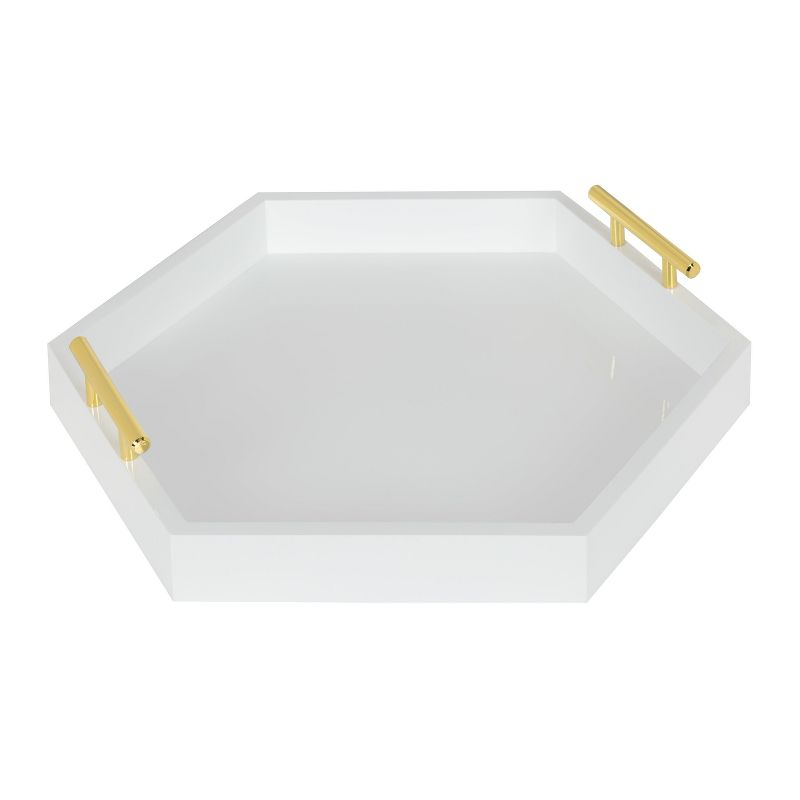 Kate and Laurel Lipton Tray, 18x18, White and Gold