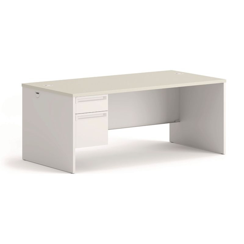 HON 38000 Series Left Pedestal Desk, 72" x 36" x 30", Light Gray/Silver
