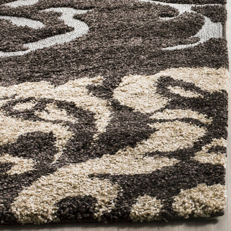 Florida Shag SG458 Power Loomed Indoor Area Rug - Dark Brown/Smoke - 6'x9' - Safavieh