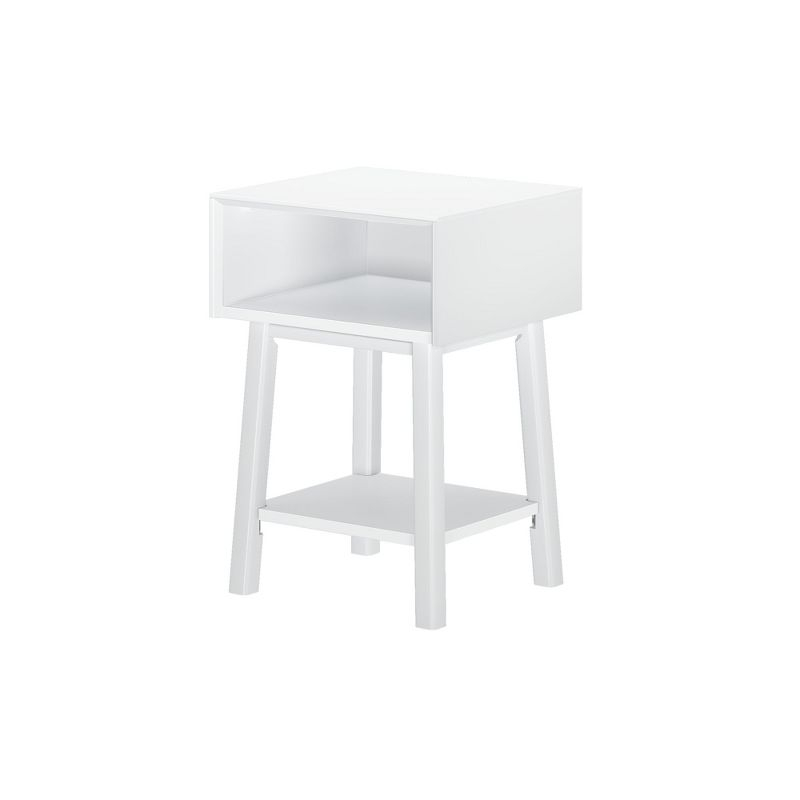 Plank+Beam Mid - Century Modern Nightstand with Cubby Shelf, Solid Wood Bedside Table for Bedroom