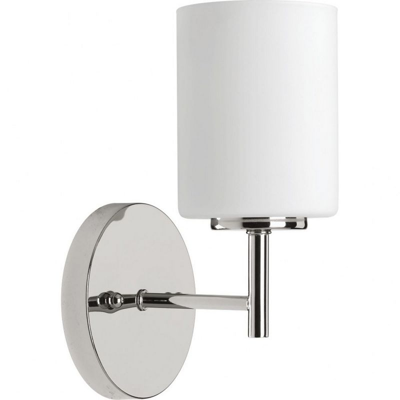 Progress Lighting Replay 1-Light Bath & Vanity Wall Light, Polished Nickel, Porcelain Shade