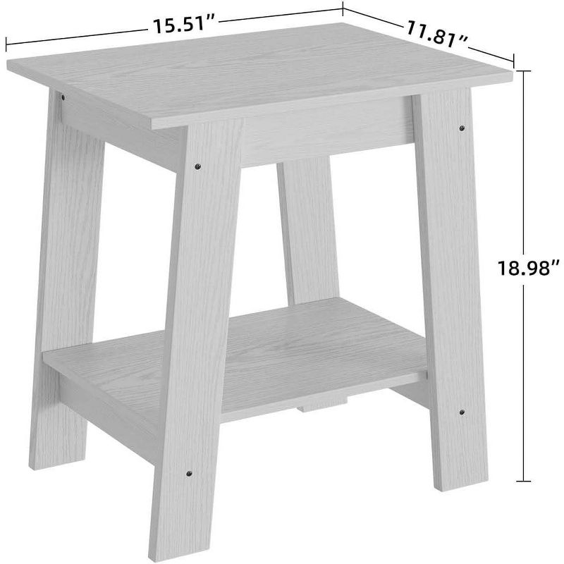 Nasitip 2-Tier End Table, Small Side Table, Nightstand with Storage Shelf, Narrow Side Table for Small Spaces(White)