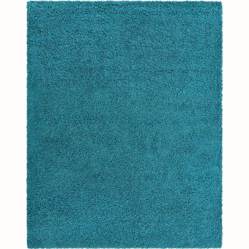 Unique Loom 8' 0 x 10' 0 Solid Shag Deep Aqua Blue Area Rug