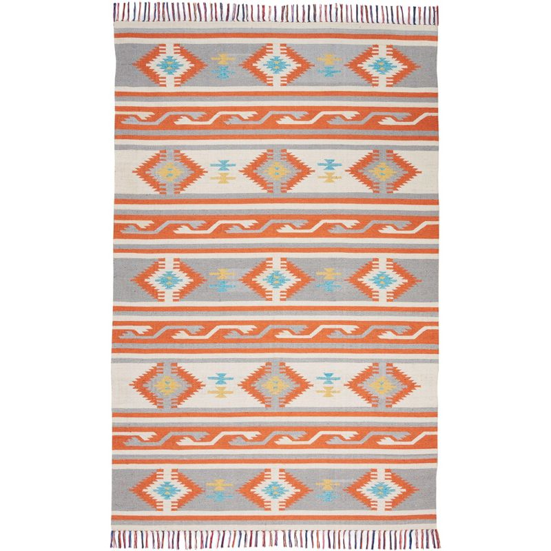 Nourison Baja BAJ03 Ivory/Gray/Red Indoor Area Rug - 5' x 7'