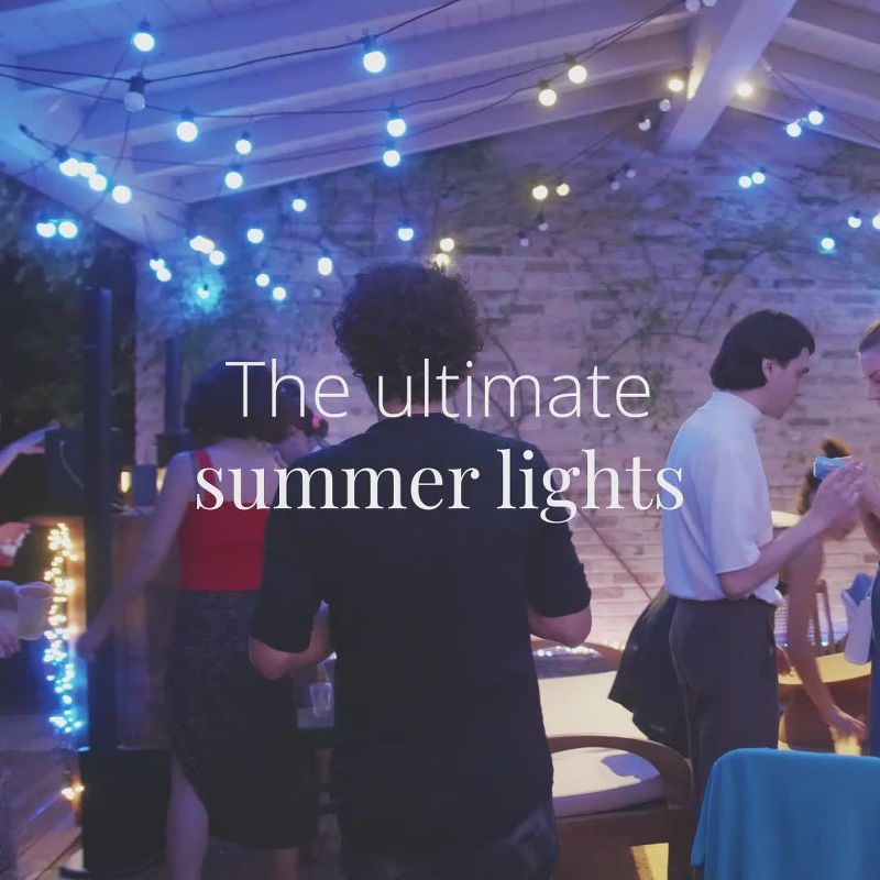 Twinkly Festoon App-Controlled LED Bulb Lights String with 20 RGB (16 Million Colors) LEDs 32.8 feet Black Cable Indoor and Outdoor Smart Lighting