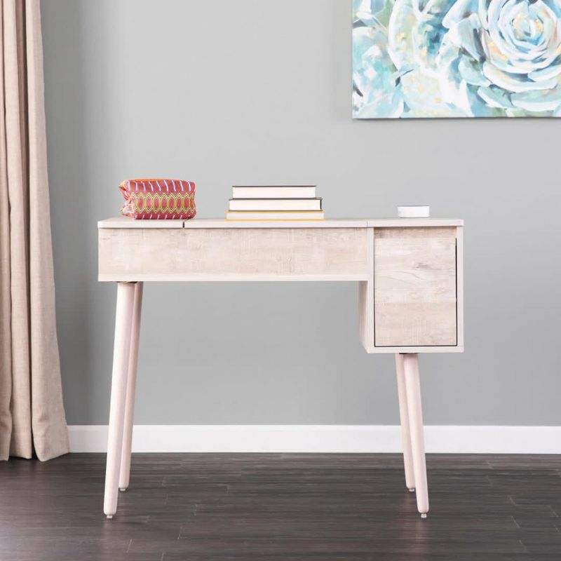 Harzen Storage Vanity with Mirror Black - Holly & Martin: Hidden Compartment, Telescoping Legs