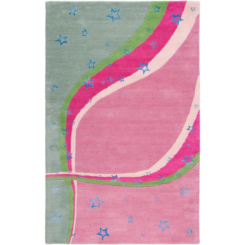 Safavieh Kids SFK338 Hand Tufted Indoor Area Rug - Green/Pink - 5'x8' - Safavieh
