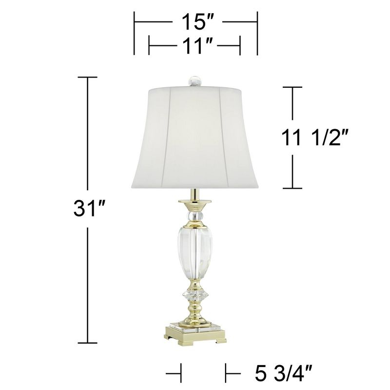Vienna Full Spectrum Traditional Table Lamps 28.75" Tall Set of 2 Faceted Crystal and Brass White Bell Shade for Living Room Family Bedroom