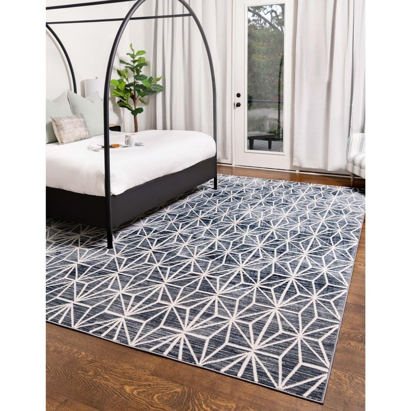 Jill Zarin Uptown Collection Area Rug - Fifth Avenue (8'  x 10' Rectangle Navy Blue/Ivory)