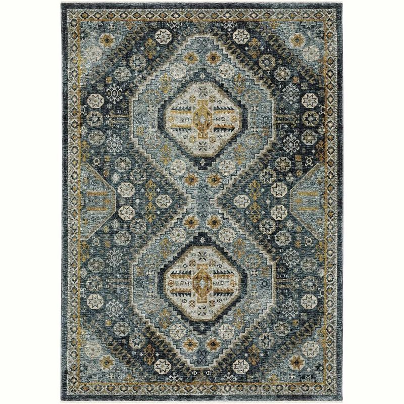 Oriental Weavers Aberdeen 7150B Blue/ Gold Indoor Area Rug - 5'3" x 7'6"