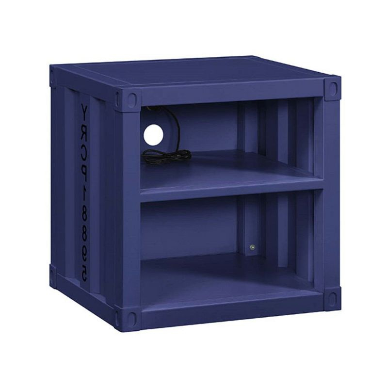 20" Cargo Nightstands Blue - Acme Furniture: Metal Frame, Fixed & Open Shelves, No Assembly Required