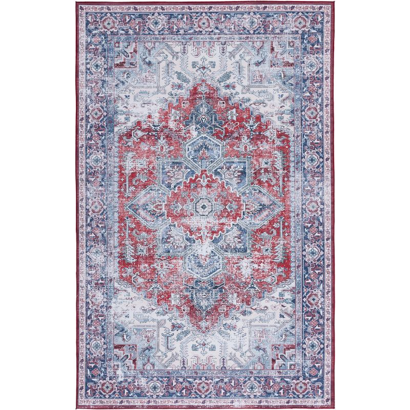 Tucson TSN101 Power Loomed Machine Washable Area Rug - Red/Navy - 8'x10' - Safavieh.