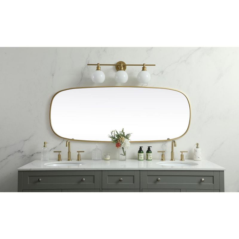 Elegant Lighting Metal Frame Oval Mirror 24x60 Inch in Brass