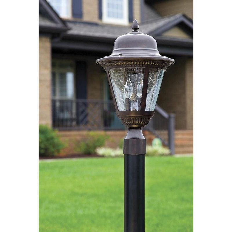 Progress Lighting Westport 1-Light Outdoor Post Lantern in Antique Bronze with Seeded Glass Shade