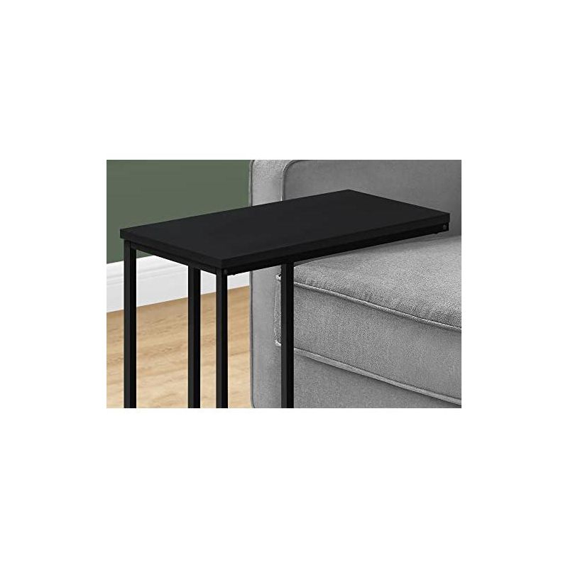 Monarch Specialties Accent Table, C-shaped, End, Side, Snack, Living Room, Bedroom, Black Laminate, Black Metal, Contemporary, Modern