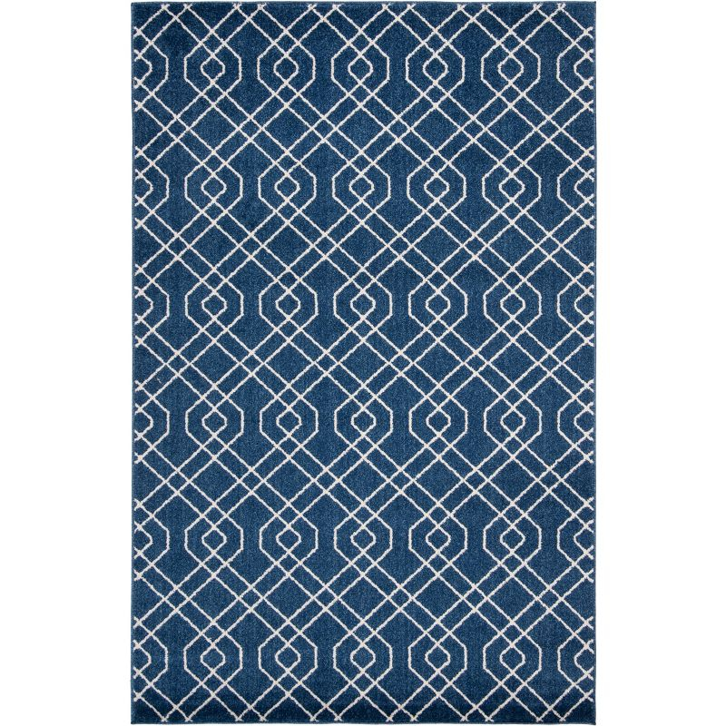 Amherst AMT407 Power Loomed Area Rug - Navy/Beige - 5'3"x8' - Safavieh.