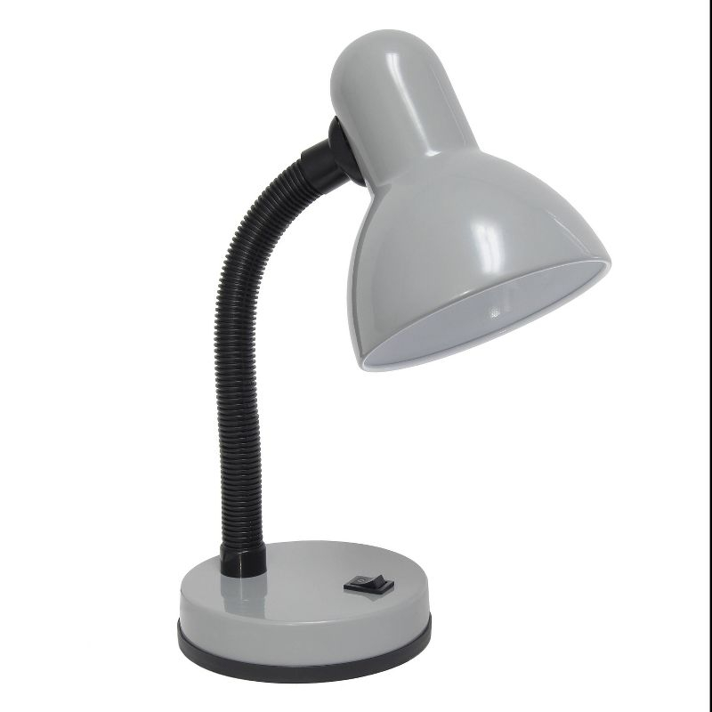 Basic Metal Desk Lamp with Flexible Hose Neck Silver - Simple Designs: ETL Listed, Adjustable, No Assembly Required