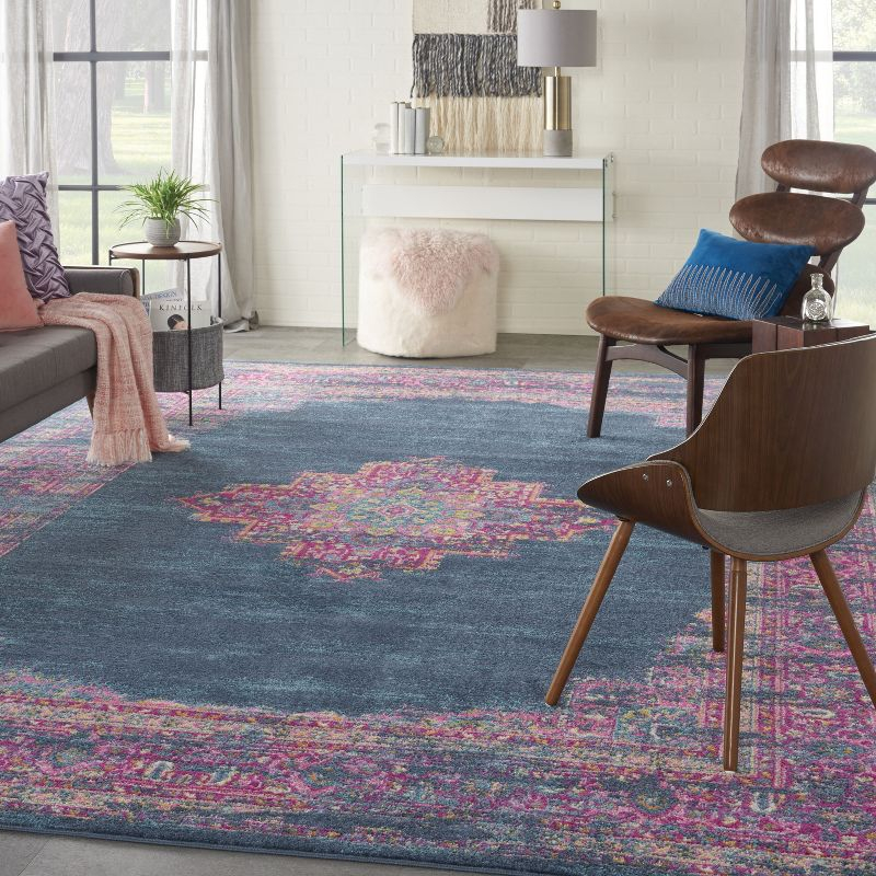 Nourison Passion Medallion Bohemian Indoor Rug Blue 12' x 15'