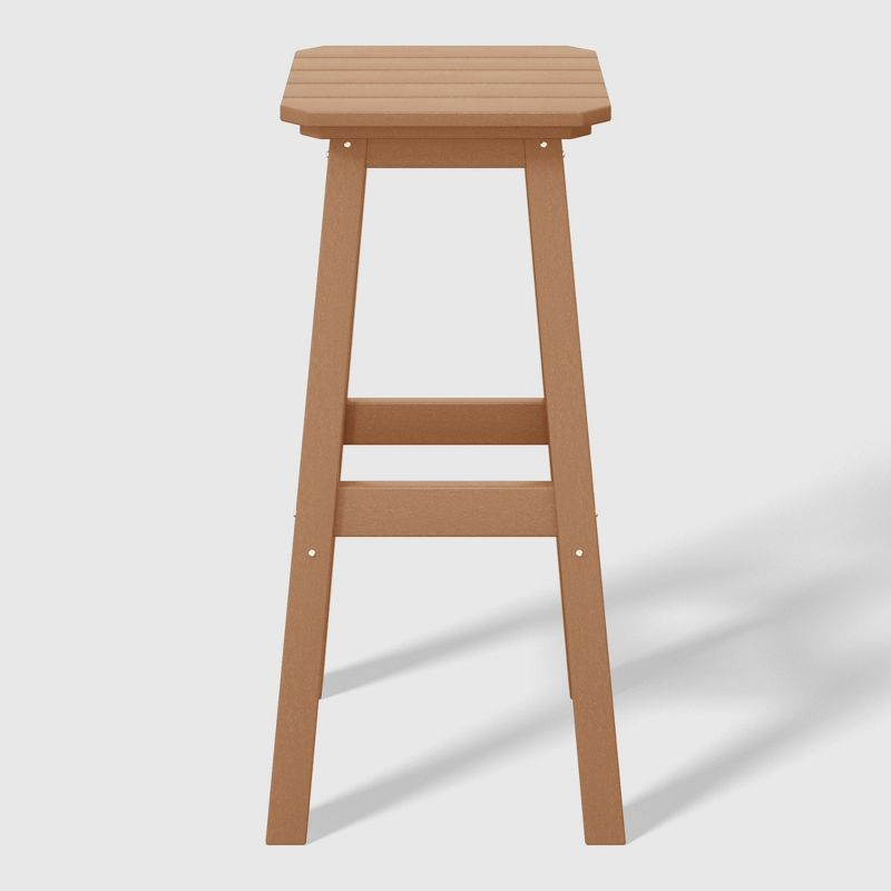 WestinTrends Malibu 29" All Weather Hdpe Outdoor Patio Square Backless Bar Stool (Set of 3), Teak
