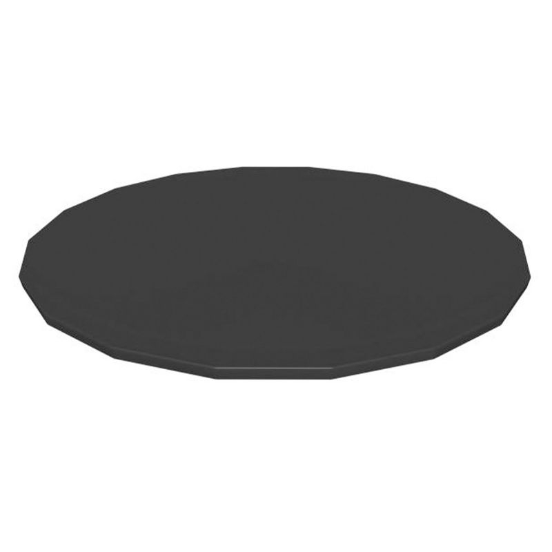 Bestway Flowclear PVC Round 18 Foot Pool Cover for Above Ground Frame Pools with Drain Holes and Secure Tie-Down Ropes, Black (Cover Only)