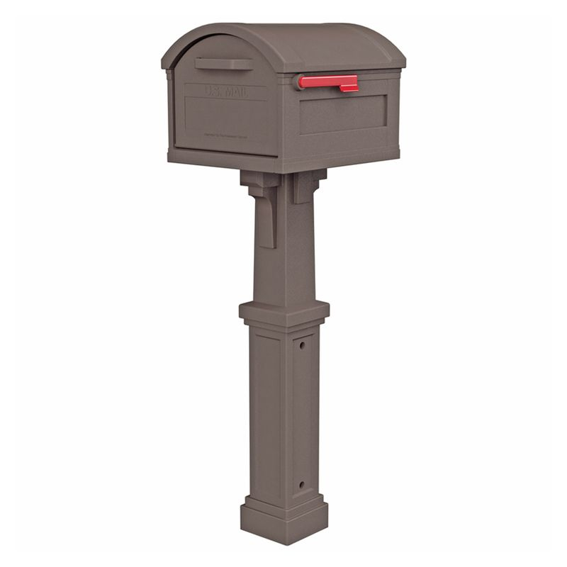 Gibraltar Mailboxes Grand Haven Classic Plastic Post Mount Mocha Mailbox