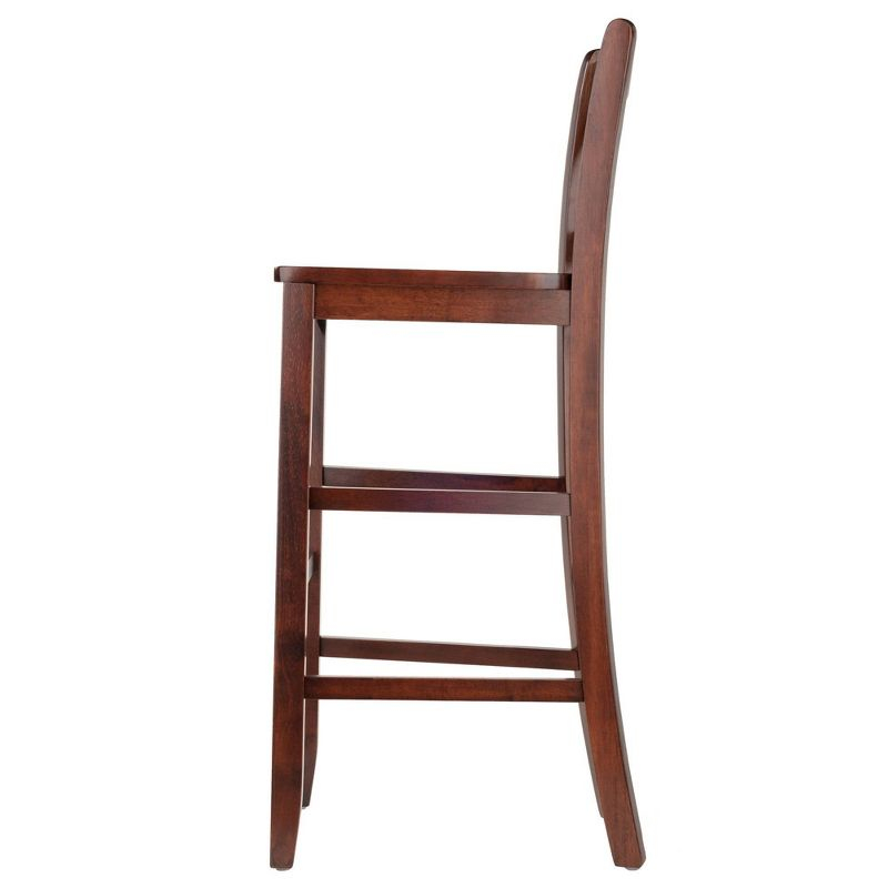Set of 2 Victor V-Back 30" Barstool Wood/Walnut - Winsome: Solid Wood, High Back, Unupholstered