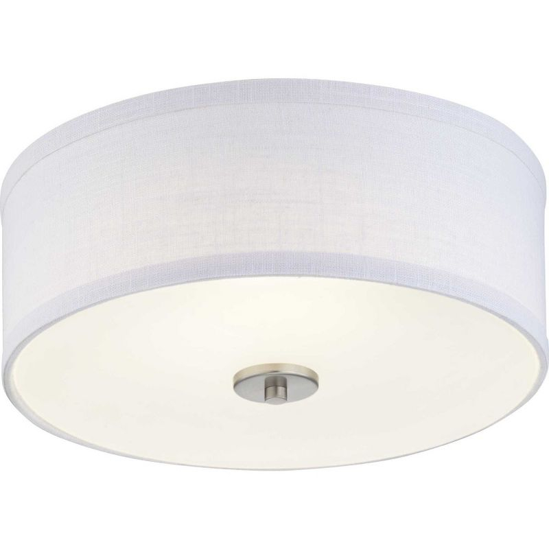 Progress Lighting Inspire Collection 1-Light LED Flush Mount in Brushed Nickel with Summer Linen Shade