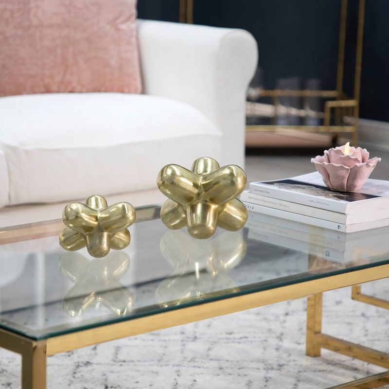 Sagebrook Home 8" Metal Geometric Orb in Gold - Aluminum Abstract Home Decor Ornament For Table, Shelf, Mantle Decor - Creative Gift Idea