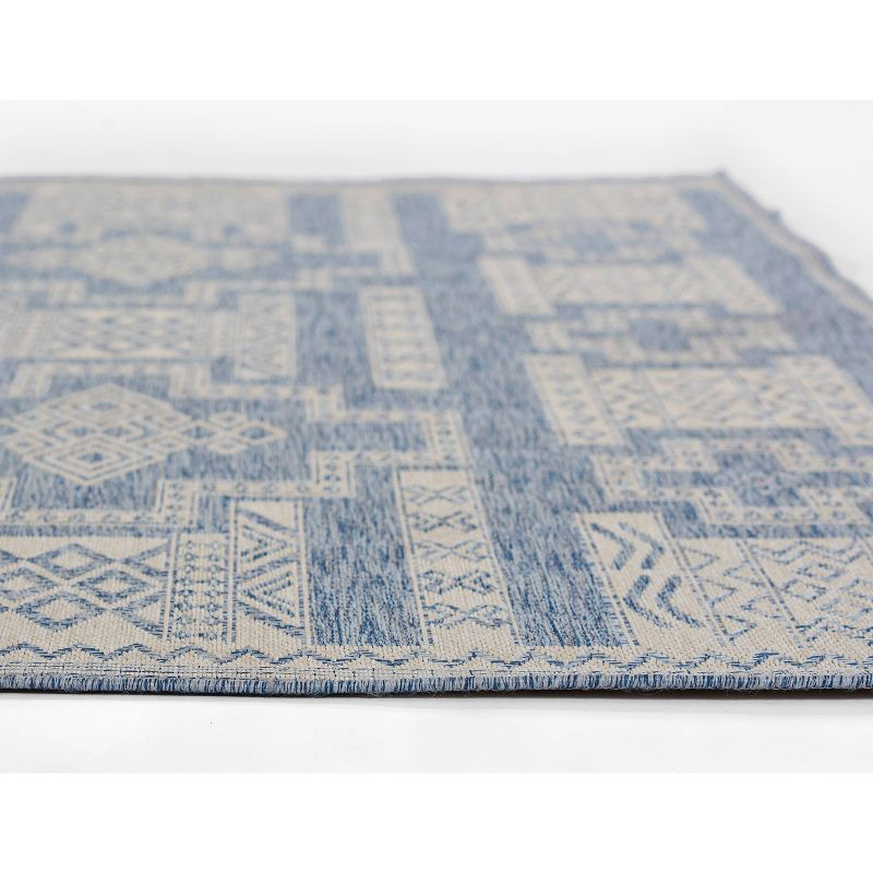 Momeni 3'3"x5' Hampton Jaxon Machine Loomed Indoor/Outdoor Area Rug Blue: Geometric Rectangle, Low Pile Polypropylene