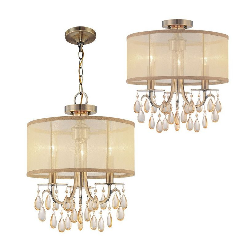 Crystorama Lighting Hampton 3 - Light Chandelier in  Antique Brass