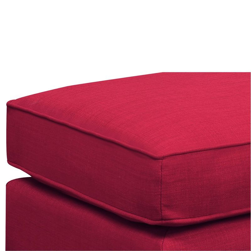 Emery Ottoman Berry - Picket House Furnishings: Contemporary Nailhead Trim, Square Upholstered Footstool