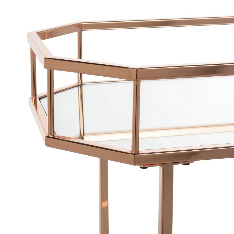 Silva 2 Tier Octagon Bar Cart - BCT8004A - Rose Gold/Mirror - Safavieh