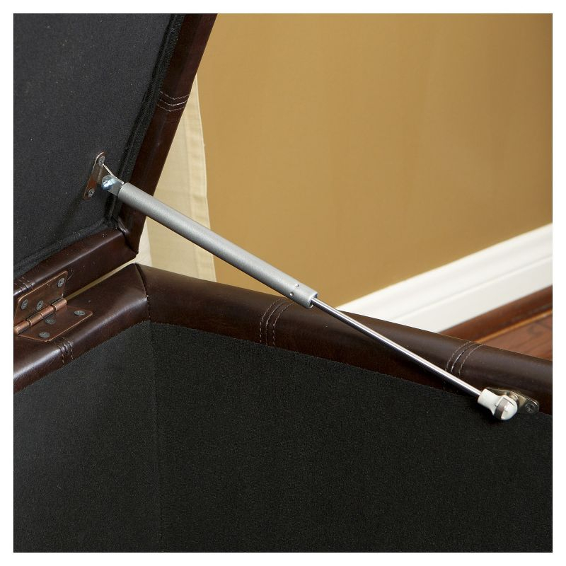 Christopher Knight Home Alexandria Bonded Leather Storage Ottoman - Brown: Upholstered Bench, Hardwood Frame