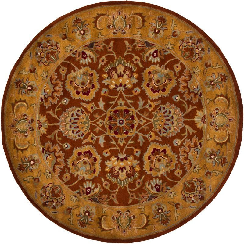 Heritage HG820 Hand Tufted Area Rug - Red/Natural - 6' Round - Safavieh.