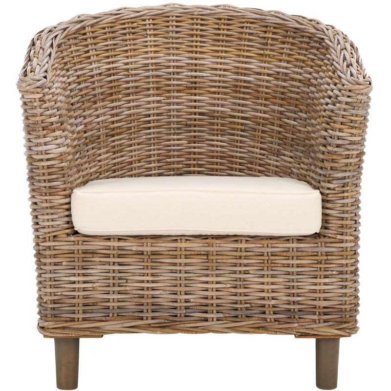 Omni Barrel Chair - FOX6501 - White/Natural Unfinished - Safavieh