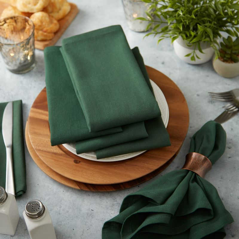 Design Imports  Solid Cotton Napkin Set 6 Piece, Dark Green, 20X20"