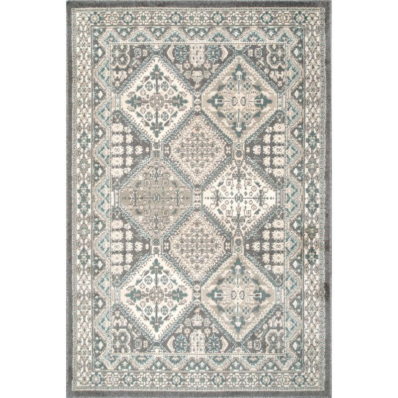 Nuloom 9x12 Becca  Tiled Indoor Area Rug, Charcoal, Faded Transitional Design, Stain Resistant, BedroomLiving Room, Kitchen,