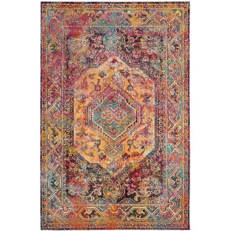 Crystal CRS514 Power Loomed Area Rug - Teal/Rose - 6'7"x9'2" - Safavieh.