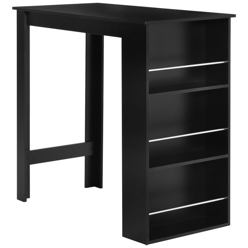 HOMCOM Modern Bar Table Counter Height Dining Table with 3 Storage Shelves for Kitchen, Dining Room, Living Room, Black