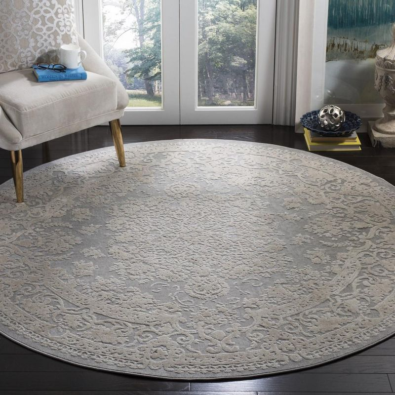 Reflection RFT664 Power Loomed Indoor Area Rug - Light Grey/Cream - 6'7" round - Safavieh.