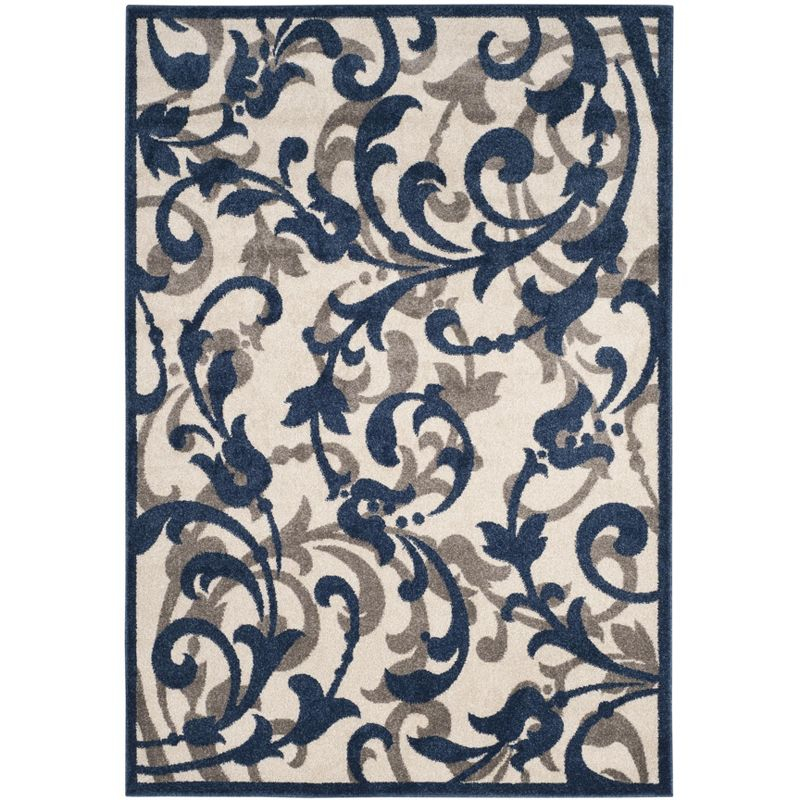 Amherst AMT428 Power Loomed Indoor Area Rug - Ivory/Navy - 4'x6' - Safavieh