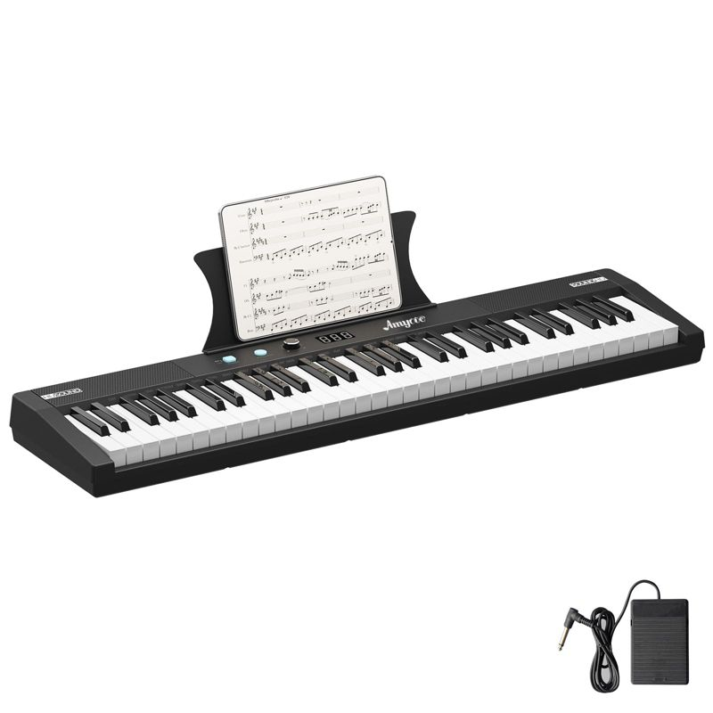 Garvee 61 Key Keyboard Piano, Protable Electric Semi-Weighted Piano Keyboard for Beginner/Professional, Built In Speakers, Pedal, for Christmas Gift