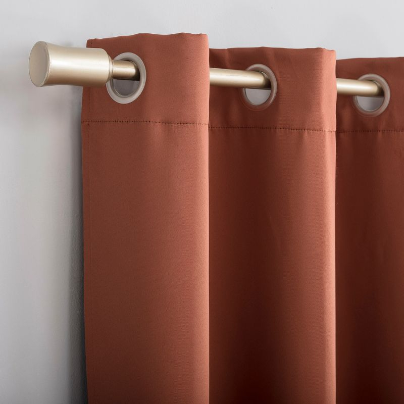 40"x84" Sun Zero Blackout Kenneth Energy Saving Grommet Curtain Panel Terracotta Red: Thermal Insulated, Noise Reduction