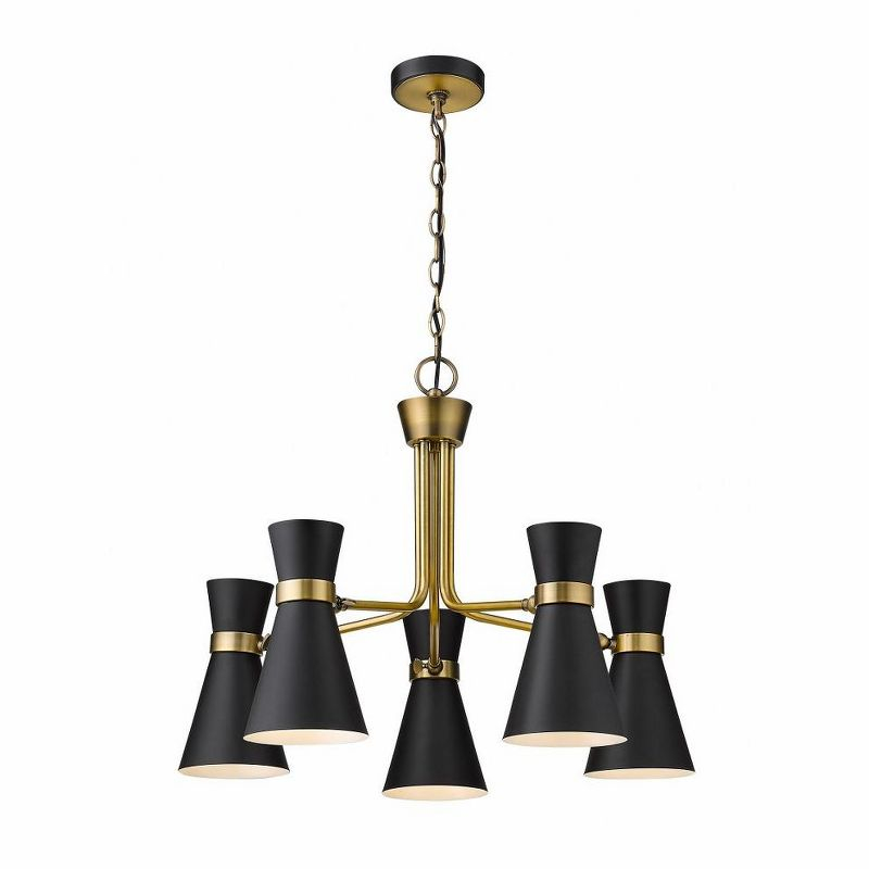 Z-Lite Soriano 5 - Light Chandelier in  Matte Black/Heritage Brass