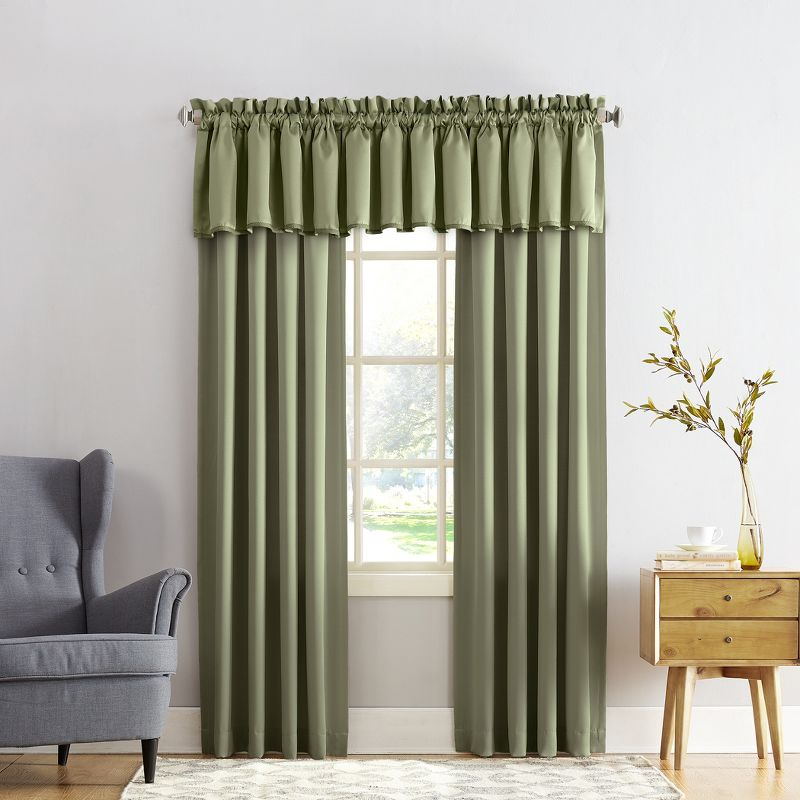 54"x95" Sun Zero Room Darkening Seymour Rod Pocket Curtain Panel Sage Green: Energy Efficient, Noise Reduction, Thermal Insulated